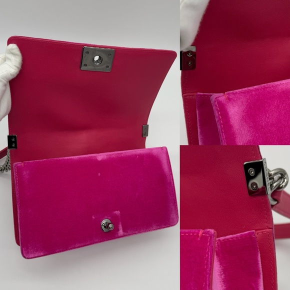 Authentic Chanel Hot pink velvet le boy medium flap - Picture 10 of 16